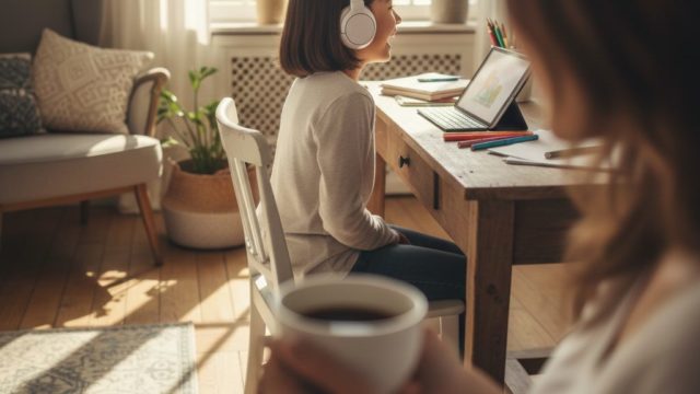 ネイティブキャンプ、オンラインレッスンをしている様子