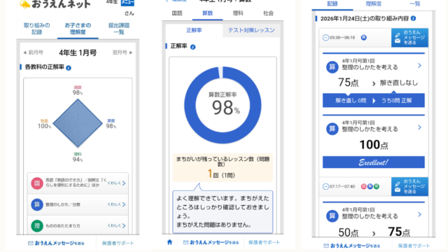 おうえんネットアプリの画像が3枚並んだ図
